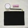 Bolsa de cosméticos negra, bolsa de maquillaje en blanco de lona de 10 oz, bolsa de artículos de tocador negra, bolsa con cremallera de metal dorado para vinilo