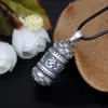 S990 Sterling Silver Six Works Bouddhisme Bijoux Surangama Mantra Médaillon Pendentif Collier Rétro Hommes Proverbes GaWu Boîte Lotus Ouvrable Boîte De Rangement