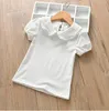 Baby Girl T Shirt Children Doll Collar T-shirts Kids Kortärmad botten Skjorta Toddler Solid Color Underdirt Summer Casual Top ZYQ573