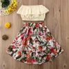 cute 2Pcs Kids Baby Girl designer clothes set Ruffled Wrapped Chest+Floral Skirt Outfits Summer clothes set