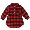 Baby Girl Red Buffalo Check Dress Newborn Toddler Baby Girls Princess Dress Red Plaid Shirt Dress With Belt Outfits Kids Dresses9573413