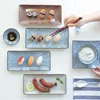 Assiettes à sushi rectangulaires traditionnelles japonaises Zen de 10 pouces, plats de poisson ovales de 12 pouces, plateau de service, vaisselle en céramique, quatre motifs assortis