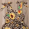 Малыш Baby Girl Leopard подсолнух Romper Bodysuit комбинезон стяжка Одежда