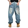 Męski hip -hop duży rozmiar workowate dżinsy wolne luźne spodni spodni 3353