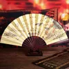 Stora kinesiska fans Silk Folding Hand Hold Fan Man Bamboo Decorative Fan Gift341s