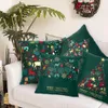 Julgrön Bomull Hot Stämpling Pillowcase Juldekoration för Hem 2019 Party Decor Kerst Nyår 2020