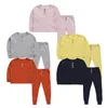 Kids Pyjama Solid Color Button Nachtkleding Kind Lange Mouw Elastische SlaapSuit Zomer Herfst Home Nachtkleding Pak Babykleding Sets C1528