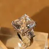 Fashion-Eheringe aus massivem Silber, dreireihig, Prinzessinnenschliff, feiner Schmuck, 25 Karat Damen-Verlobungsring