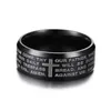 Engraved Bible Cross Ring for Men 3 Colors Option Stainless Steel Stylish Prayer Male Jewelry US Size #7- #13