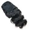 Brésilien naturel noir vierge cordon queue de cheval postiches 10 à 20 pouces tissage vague de corps bouclés vraie queue de cheval de cheveux humains 120g