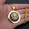 Hip Hop rond Lion collier en acier inoxydable or argent couleur Punk Animal tête de Lion pendentif collier pour hommes bijoux