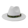 Sombreros Fedora de lana sintética de ala ancha elegantes Vintage con banda de cuero con estampado de serpiente colorido para mujeres y hombres sombrero de fieltro Trilby de algodón