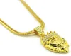 Mens' Necklace Jewelry Iced Out Bling Bling Gold Plated Lion Head Pendant Men Necklace Gold Filled For Gift Present Free shipping WL896