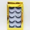 Faux cils épais de luxe en vison ensemble 5 paires naturelles longues avec emballage en or faux cils faits à la main accessoires de maquillage pour les yeux DHL gratuit