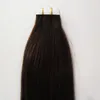 100g Straight PU Skin Weft Hand Tied Tape In Adhesives 100% Brazilian Virgin Human Hair Extensions 10-24" 40Pcs Double Drawn Hair