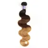 Indian Sur Raw Virgin Hair Wave 4 Bundle 100% ludzkie włosy 1B/4/27 Trzy tony Kolor 1B 4 27 Włosy Wave Fala ciała tanie