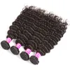 Weeft diepe krullende bundels deals groothandel 3 4 stuks 24 26 28 30 inch Braziliaanse Remy Human Hair Bouncy Curl Hot Queen Wet en Golvende Deepwa