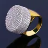 Bling Iced Out Gold Rings Mens Hip Hop Jewelry Cool CZ Stone Luxury Deisnger Men Hiphop Rings312c