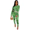 Tracksuits Höst Vinter Kvinnors Set Full Sleeve Blommor Skriv ut Top Leggings Byxor Suits 2 Piece Set Outfits Sportkläder S-2XL