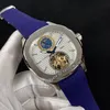 Neue Sport-Herrenuhr mit grünem Zifferblatt, automatische Mondphase, Tourbillon, Stahlgehäuse, grünes Kautschukarmband, hochwertige Uhren, 10 Farben, Hallo 208h