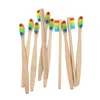 7 Kolory Dostępne Head Bamboo Toothbrush Hurtownie Środowisko Drewniana Rainbow Bambusowa szczoteczka do zębów Ostra Pielęgnacja Miękkie włosia DHL