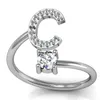 A-Z 26 Engels Alfabet Ring Crystal Rhinestone Opening Verstelbare Ring Charm Dames Heren Simple Initial Ring Best Valentine's Gift