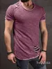 Men Ripped Cotton Top tee shirts for Mens Slim Fit Short Sleeved Casual O Neck Hip Hop t Shirt