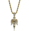 Hip Hop Micro Paved Zircon Angel Jesus Wing Copper Two Tone Iced Out Full Cz Pendant Necklaces Gift wl1138