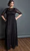 High Quality Plus Size Lace Evening Dresses Bateau Neck Half Sleeves Prom Gowns With Pocket A Line Floor Length Formal Dress
