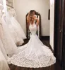 2019 Berta Chapel Sirena Abiti da sposa Spalle scoperte Bottoni in pizzo Sweep Train Plus Size Beach Boho Chic Abiti da sposa Vestido De Novia