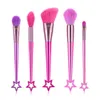 5 Stück rosa Make-up-Pinsel, lila Puder-Rouge-Pinsel, süßer Sailor Moon-Make-up-Pinsel mit Sternenstab, weiches Haar, bestes Weihnachtsgeschenk für Frauen