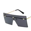 Unisex Moda Square Square Square Rimless Sunglasses Mulheres Plana Top Grande Sol Óculos de Viagem Gradiente UV400