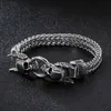 Aço inoxidável malha robusta Biker Chain Bracelet para Homens Punk Rock Bike Crânio Charme Braceletes Gótico Halloween Bangle Jóias Acessórios