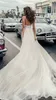 2020 Nova Julie Vino completa frisada Além disso Vestido de Noiva Tamanho Praia Backless decote Vestido De Novia Lace Corset Vestidos de casamento 1641