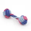 Cat Dog Toy 19 * 6 cm Pet Candy Color Bawełna Lina Dumbbell Zabawki Pies Bite Liny Nosić Clean Tooth Ropes Bawełniany Lina Ball Pet Materiały