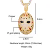 Hip Hop Iced Out Bling Cubic Zirconia Jason Mask Necklaces & Pendants For Men Jewelry With Tennis Chain210L