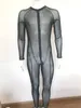 Perizoma da uomo Sexy Men Mesh Patchwork See Through Body Sheer Shiny Jumpsuit Tight Stage Wear Punk Playsuit Gay Plus Size F501