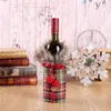 보풀 크리 에이 티브 와인 병 커버 패션 크리스마스 장식 ZZA1556와 활 격자 무늬 리넨 병 의류 크리 에이 티브 새로운 와인 커버