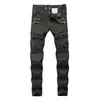 Fashion- Mens Jeans Army Green Pockets Mens Straight Jeans With Zipper Fashion Male Apparel