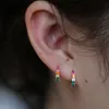 로즈 골드 레인보우 후프 귀걸이 절묘한 작은 서클 마이크로 포장 밝은 다채로운 CZ 100 % 925 스털링 실버 걸스 멋진 귀걸이