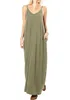 femmes solide robe maxi sans manches Boho designer poche spaghetti longueur au sol col en v ample jupe longue élégant clubwear LJJA2536-1