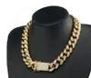 18K Gold Filled18mm water diamond Cuban chain gold drill rough necklace 24'
