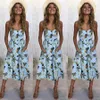 Boho Floral Neleveless Midi Dresses 33スタイルの女性プリント夏vネックポケットプリーツバックレスボタンドレスLjjo6295