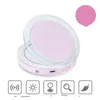 Mirrors led makeup mirror Mini portable led charging folding make up mirror filling light 3 times portable up mirror