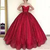 Nouveau incroyable brillant rouge robes de bal sans bretelles paillettes robe de bal robe de soirée fermeture éclair dos filles robe de reconstitution historique Vestidos ogstuff