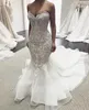 Elegante Meerjungfrau Brautkleider Schatz Weg Von Der Schulter Gericht Zug Applikationen Tüll Brautkleider Robe De Mariage Custom