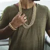 Miami Curb Cuban Chain Men Kolye Srebrny Hip Hop lodowane Paved Rhinestones CZ Raper Naszyjnik C190411019870447