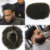 Swiss Lace Front back Pu Q6 Base Afro 100% capelli umani Ricci Toupee Parrucca da uomo Toupee For Men