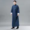 Chinese tang suit for men cheongsam style male gown traditional long vestido cotton linen ethnic clothing embroidered bamboo pattern robe