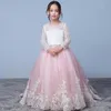 Prinsessan Flower Girl Dresses Jewel Neck Cap Sleeves Lace Flowers Kids Formal Wear Corset First Communion Pageant Gowns